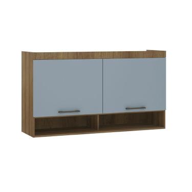 Imagem de Armário Aéreo Maleiro Modulado 145cm 2 Portas Basculantes Paris Avelã Pf Com Grey Sky Pf