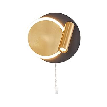 Imagem de Luminária de cabeceira para leitura, arandela de parede redonda em metal com cúpula de acrílico, ajustável em mais de 350°, luminária de parede LED, luminárias de parede para quarto 6000K