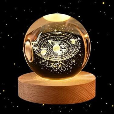 Imagem de Luminária LED de Mesa – Bola de Cristal 3D Space Brilhante (Sistema Solar)