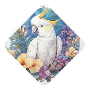 Imagem de Burbuja Pintura de Cacatua Toalha de Banho para Bebês - Toalha com Capuz de Algodão Musselina Absorvente Macio para Recém-Nascido, 76 x 76 cm