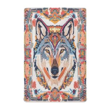 Imagem de STAYTOP Lindo lençol de berço de malha com estampa de lobo para meninos e meninas, lençol com elástico para berço padrão e colchão infantil, de microfibra supermacia, 132 × 71 x 22 cm