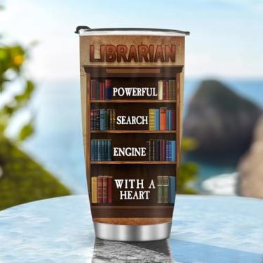 Imagem de Caneca Copos isolados de café, copo de viagem, garrafa de água, estilo bibliotecário, presentes de Natal, aniversário, dia dos pais, presente de aniversário, homens gelados, 590 ml, cabo de aço