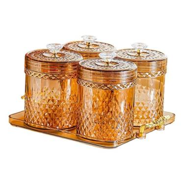 Imagem de KiBcsLic Organizador de Alimentos para Cozinha, Pote de Temperos, Gaveta com 4 Garrafas, Reutilizável, Ideal para Presentear e Ideal para Grãos de, Âmbar