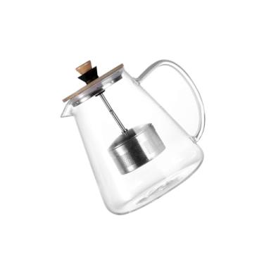 Imagem de TEHAUX Bule de chá de vidro resistente ao calor com infusor de aço inoxidável e tampa chaleira de borossilicato alto para preparação de folhas soltas, bule de chá resistente ao calor com bico de fluxo
