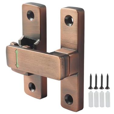 Imagem de LDEXIN Trava dobrável de 90/180 graus, fechadura de porta de celeiro deslizante resistente para portão, celeiro, garagem, jardim, cerca, galpão, janela, armário, bronze vermelho