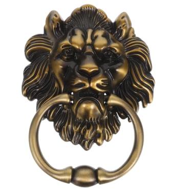 Imagem de SEWACC Aldrava de porta com cabeça de leão, puxador de anel antigo, puxadores de móveis vintage para porta da frente, gaveta, armário, decoração de casa