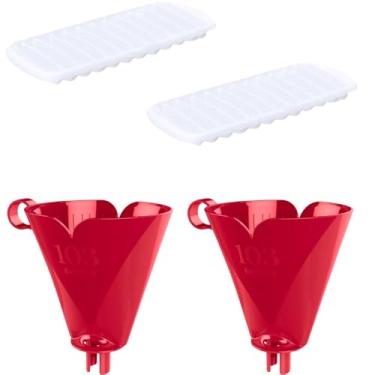 Imagem de Kit com 2 Suporte de Filtro de Café Vermelho 103 + 2 Forma de Gelo em Cubos Plástica
