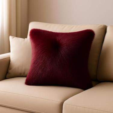 Imagem de 1 Capa Para Almofada De Pelúcia Macia Pelo Curto Decoração (VINHO)