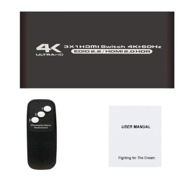 Imagem de ZEZEFUFU Switcher HDMI 3 em 1 Saída 4K HDMI Switch Box Hub Suporte HDCP2.2 para DVD Player, Consoles de Jogos, Projetor