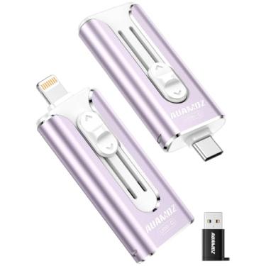 Imagem de AUAMOZ Mini pen drive de interface dupla de 64 GB, USB-C e USB-L, cartão de memória portátil compatível com iPhone 17/16/15/14/13/12/11, iPad, Android e PC, fácil de salvar fotos, vídeos e arquivos