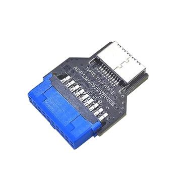 Imagem de DAGIJIRD Conector interno USB 3.0 19 pinos para USB3.2 tipo E adaptador de conector A-Key Adaptador de montagem no painel frontal para placa-mãe