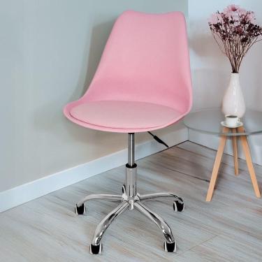 Imagem de Cadeira Secretária Com Base Giratória Estofada ícaro Rosa