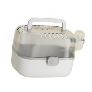 Imagem de Generic Gaiola para hamster com bebedouro, multifuncional, respirável, com estojo de transporte para ouriços, pequenos animais, ratos e gerbos, Cinza