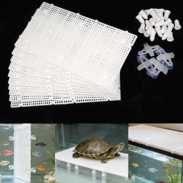 Imagem de KKONHII 10 peças de plástico de grade de aquário de alta densidade, divisor de aquário com 60 suportes e 8 ventosas, grade de caixa de ovos de plástico para separação de aquário DIY e proteção