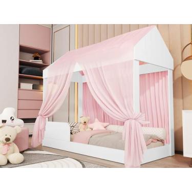 Imagem de Cama Infantil Montessoriana Crystal Com Colchão e Voal Rosa - Loja Tig