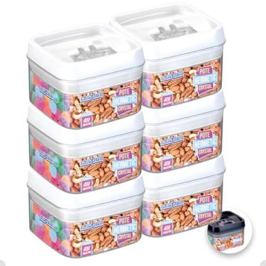 Imagem de Kit Com 6 Potes Herméticos De Acrílico Para Mantimentos Tampa Com Trava 400Ml (Branco)