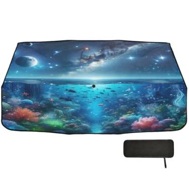 Imagem de Guarda-sol noturno estrelado subaquático para para-brisa de carro cobertura completa para-brisas de carro 147 x 75 cm