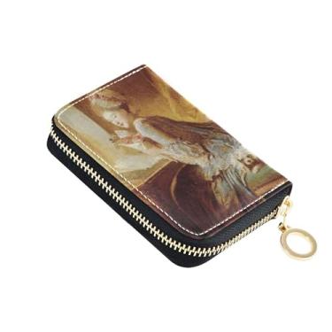 Imagem de Carteira feminina com zíper e porta-cartões com bloqueio de RFID, porta-moedas, com chaveiro, pintura de François Boucher