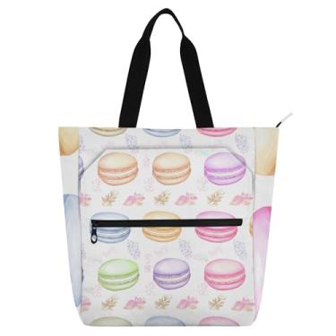 Imagem de Sacola feminina aquarela Macarons para trabalho, lona, praia, escola, bolsas infantis, fofas, para amantes de livros, presentes