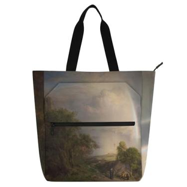 Imagem de Bolsa feminina da igreja Frederic Edwin do Mar Egeu para trabalho com zíper, bolsa de praia, bolsas de viagem, presente para amantes de livros