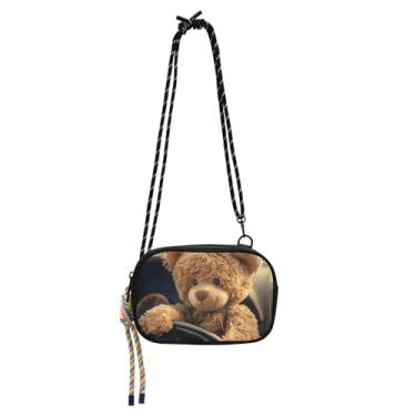 Imagem de TSENQUE Bolsa pequena para mulheres, bolsas transversais, bolsas de ombro de viagem, bolsa feminina para celular com alça, urso de pelúcia engraçado para dirigir
