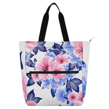 Imagem de Bolsa de trabalho feminina azul rosa com zíper, bolsa de praia, professores, livros, presente