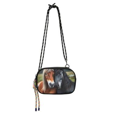 Imagem de TSENQUE Bolsas transversais com estampa de cavalos fofos, bolsa feminina pequena, carteira para celular, bolsas de ombro, bolsas de viagem, moda