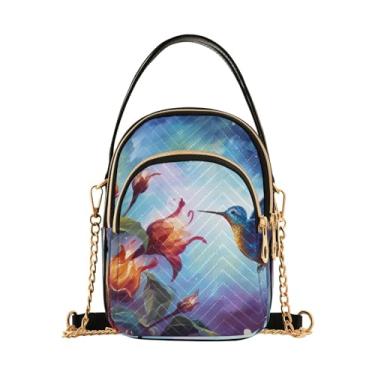 Imagem de Bolsas transversais femininas geométricas abstratas florais, bolsas de ombro para mulheres, bolsa transversal de outono, Flores e pássaros de fantasia - 3, One Size
