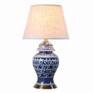 Imagem de Abajur de mesa para quarto, vaso de 66 x 30 cm, 5 estilos disponíveis, luminária de mesa chinesa em porcelana azul e branca, cerâmica vitrificada, estilo Art Déco, luminária de mesa antiga c