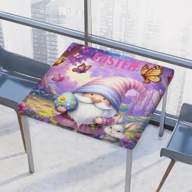 Imagem de hongjinglin Toalha de mesa quadrada para ambientes externos com borda elástica justa toalha de mesa de Páscoa limpa para decoração de cozinha e pátio interno externo para mesas de 86 x 86 cm Z (144)