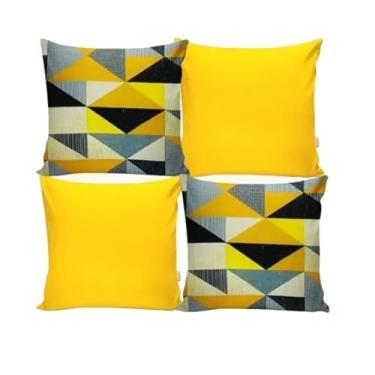 Imagem de Kit c Almofadas Cheias Decorativas pSala(GEOMÉTRICO AMARELO)