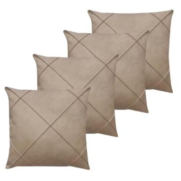 Imagem de Almofadas Cheias em Suede Drapeada 45x45cm Decorativas Sala Quarto Sofá(4 AVELA)