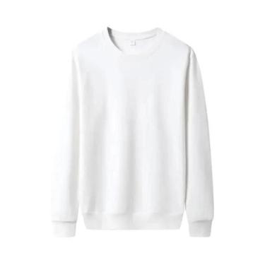 Imagem de Moletom masculino elegante fino de cor sólida, ideal para outono, pulô