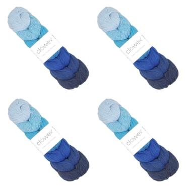 Imagem de Clowex 7 fios de macramê de algodão trançado gradiente colorido, 2,5 mm x 273 m x 4 bolas de fio de macramê artesanal variegado, cordão de artesanato arco-íris, corda de macramê multicolorido para