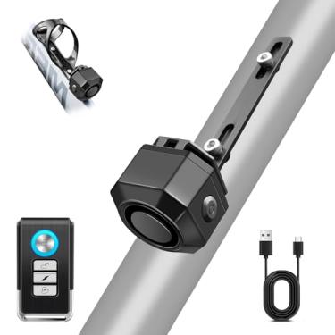 Imagem de Cruxer Alarme de bicicleta com suporte em forma de L para suporte de gaiola de garrafa de água, alarme vibratório antifurto recarregável por USB, alarme de vibração antirroubo sem fio recarregável por