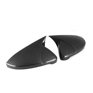 Imagem de Retrovisor do carro espelho lateral capa chifre asa tampa exterior porta traseira caso guarnição adesivo Compatível com vw golf 7 mk7 .5 r/gti 2014-2019(Carbon)