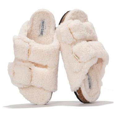 Imagem de Project Cloud Sandálias rasteiras de couro genuíno para mulheres 2025 confortáveis essenciais de praia femininas com espuma viscoelástica para férias essenciais para calçados femininos (Santorini