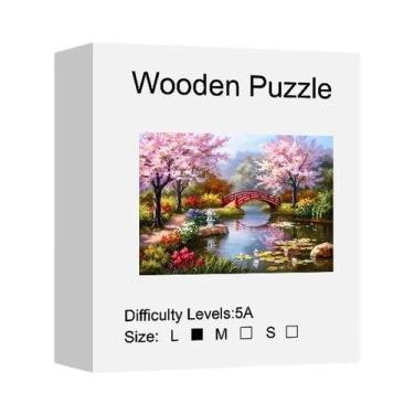 Imagem de Quebra-Cabeça De Madeira Para Adultos Paisagem De Árvores De Cerejeira