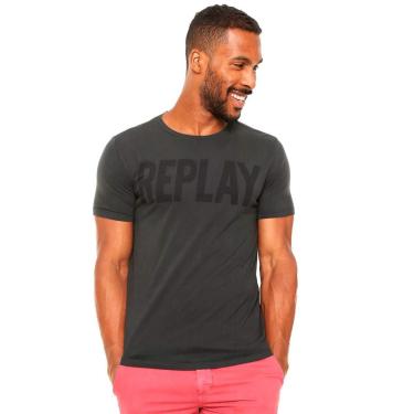 Imagem de Camiseta Replay Masculina Frontal Stamp Logo Grafite-Masculino
