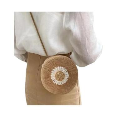Imagem de Bolsa Transversal Vintage Floral De Palha Para Mulheres, Bolsa De Prai
