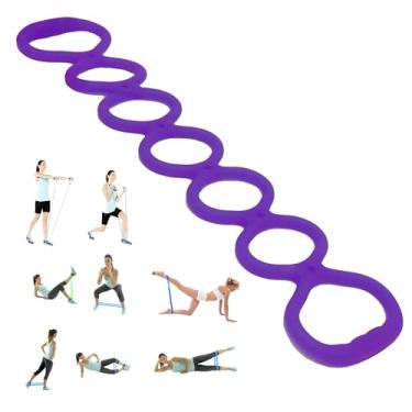 Imagem de 7 anéis ajustáveis de resistência para malhar, caminhar em casa, exercícios elásticos para mulheres e homens, fitness, ioga, pilates, borracha durável, uso em casa/academia (roxo)