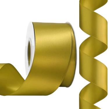 Imagem de Rilisili Fita de cetim dourada de 5,8 cm, 25 metros, fitas de cetim de poliéster de dupla face para embrulho de presente, artesanato, casamentos, convites, buquê de flores, decoração de casa, costura