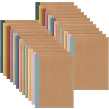 Imagem de Harloon Caderno de composição A5 Cadernos de composição 20,3 x 14,6 cm Cadernos Kraft pautados universitários com lombadas de arco-íris, pequeno livro de composição forrado para escritório e casa (cor