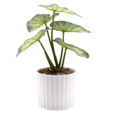 Imagem de ginojex 1 vaso de plástico para decoração de plantas artificiais, folhas de vegetação artificial, pequeno vaso de plástico para casa, banheiro, mesa, mesa, escritório, prateleira, mesa