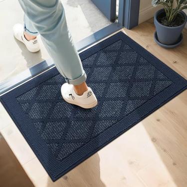 Imagem de COSY HOMEER Tapete de porta antiderrapante 61 cm x 91 cm, tapetes de entrada, baixo perfil, absorvente de sujeira, capacho, para entrada frontal, tapete de entrada de polipropileno lavável (azul)