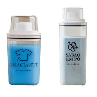 Imagem de Dispenser Organizador Lavanderia 2,3 litros ou 1,5 Litros Acrílico - Amaciante, Sabão em Pó e Liquido, Tira Manchas(P+G Amaciante/Sabão em Pó)