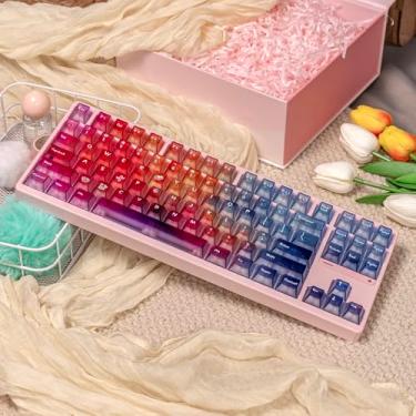 Imagem de mintcaps Teclas transparentes – Conjunto de teclas transparentes gradientes de 127 teclas com perfil cereja para teclado mecânico Cherry Gateron MX