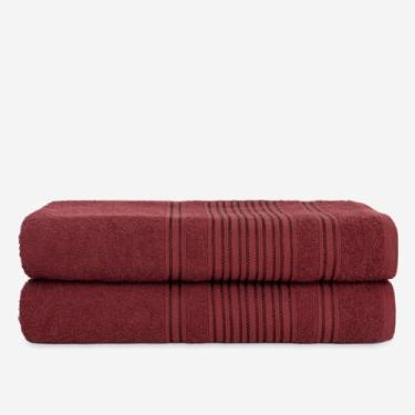 Imagem de Kit Jogo 2 Toalhas de Banho Luxo Prime 74x150cm – Algodão – Alta Absorção e Toque Macio (2 BORDÔ)