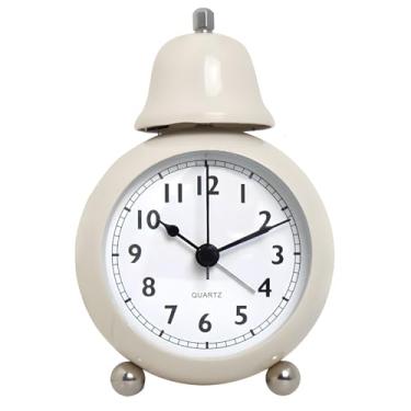 Imagem de Maxspace Despertador clássico vintage, despertador analógico retrô de 8,5 cm, quartzo silencioso sem tique-taque com luz noturna, pequeno relógio de mesa para mesa de cabeceira, operado por bateria