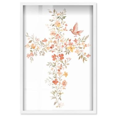 Imagem de Living Cross I Shadowbox Print Jesus Wall Art por Art Remedy, moldura branca, 28 x 40 cm